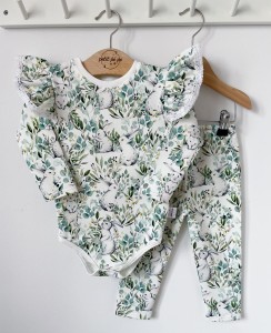 Zestaw dresowy getry + body - Polny zajączek