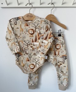 Zestaw dziecięcy - spodnie+ body- Beige safari