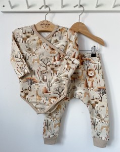 Zestaw dziecięcy - spodenki + body kopertowe Beige safari