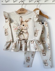 Zestaw bluzeczka z baskinką (panel)  + getry - Blossom bunny
