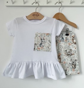 Zestaw bluzeczka z baskinką  + getry- Mini animals