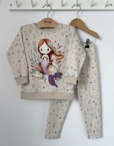 Zestaw bluza z panelem + getry - Mermaid friends