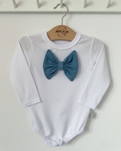 Body z cienkiej dzianiny jersey z kokardką - White