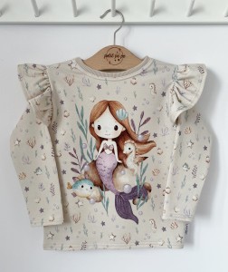 Bluzka z dresówki z panelem - Mermaid friends