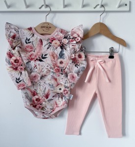 Zestaw dresowy getry + body - Sweet rose