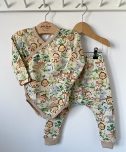 Zestaw dziecięcy - spodenki + body kopertowe Little safari