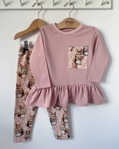 Zestaw bluzeczka z baskinką Jersey  + getry - Wiewióreczka