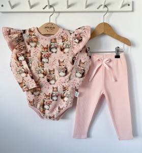 Zestaw dresowy getry prążek + body - Wiewióreczka