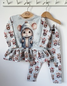 Zestaw bluzeczka z baskinką (panel)  + getry - Myszki