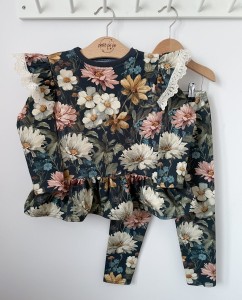 Zestaw bluzeczka z baskinką  + getry - Flora