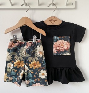 Zestaw bluzeczka z baskinką  + getry- Flora