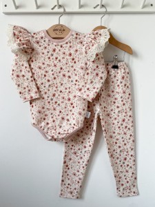 Zestaw dresowy getry + body - W  kwiatach