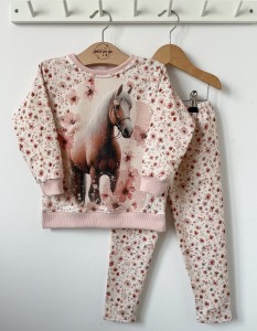 Zestaw bluza z panelem + getry - Konie w kwiatach