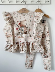 Zestaw bluzeczka z baskinką (panel)  + getry - Słodka gromadka