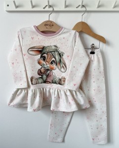 Zestaw bluzeczka z baskinką (panel)  + getry - Baby bunny