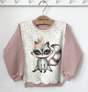 Bluza dresowa z panelem - słodki kotek
